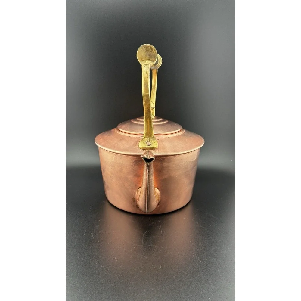 Vintage Pure Copper And Brass Handle Tea Kettle
